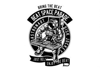 Astronaut Disk Jockey print ready vector t shirt design