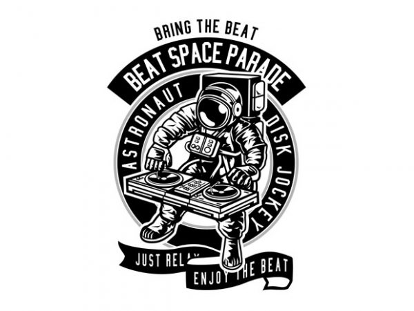 Astronaut disk jockey print ready vector t shirt design