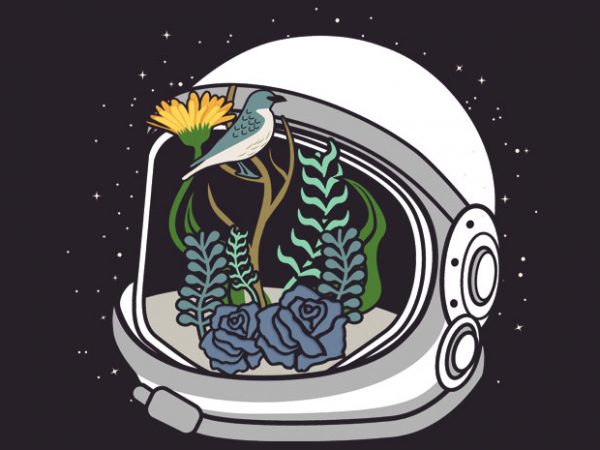 Astronaut flowers tshirt design
