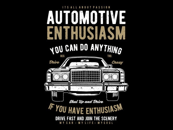 Automotive enthusiasm vector t-shirt design