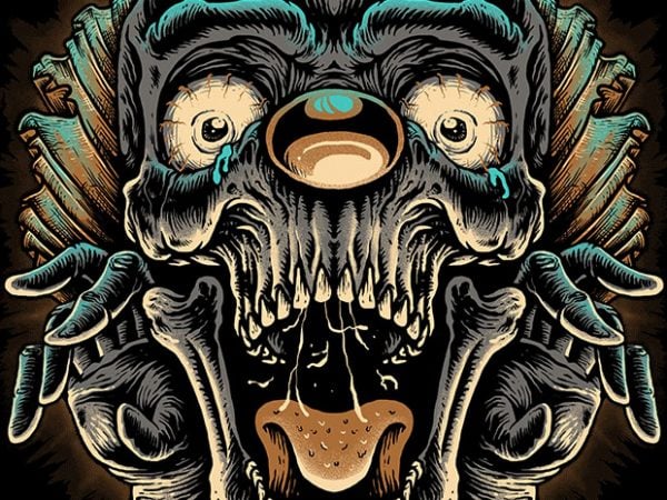 Scary clown t-shirt design for commercial use Scary clown t-shirt design for commercial use