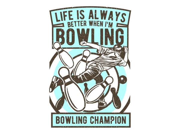 Bowling champion graphic t-shirt design