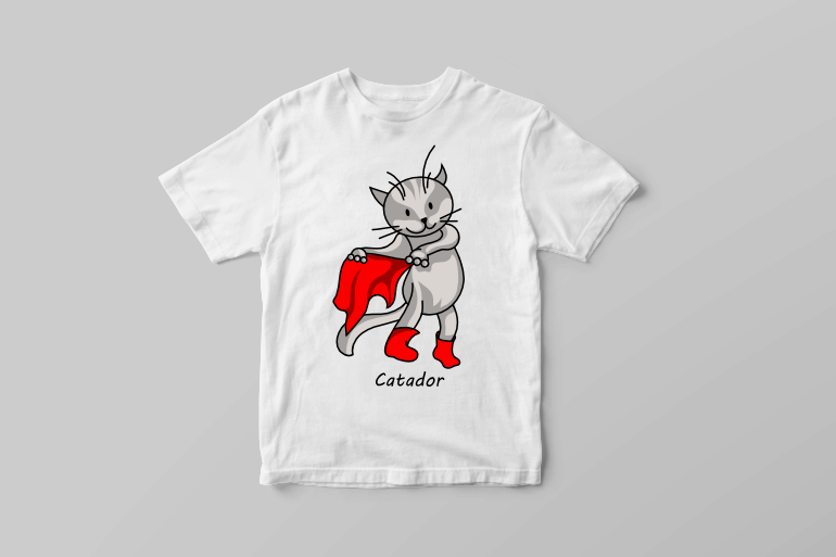 Catador cute spanish torero kitten t shirt graphic design t-shirt designs for merch by amazon
