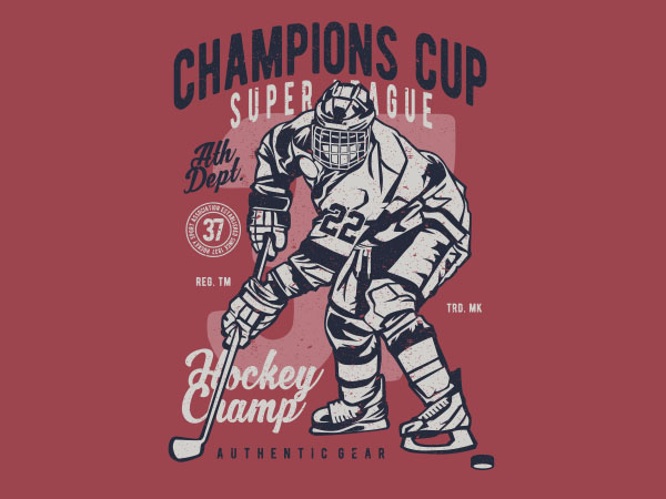 Champions cup hockey graphic t-shirt design