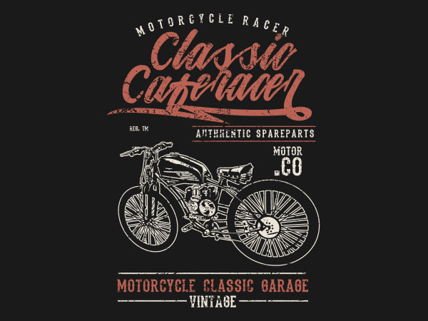 Classic caferacer graphic t-shirt design