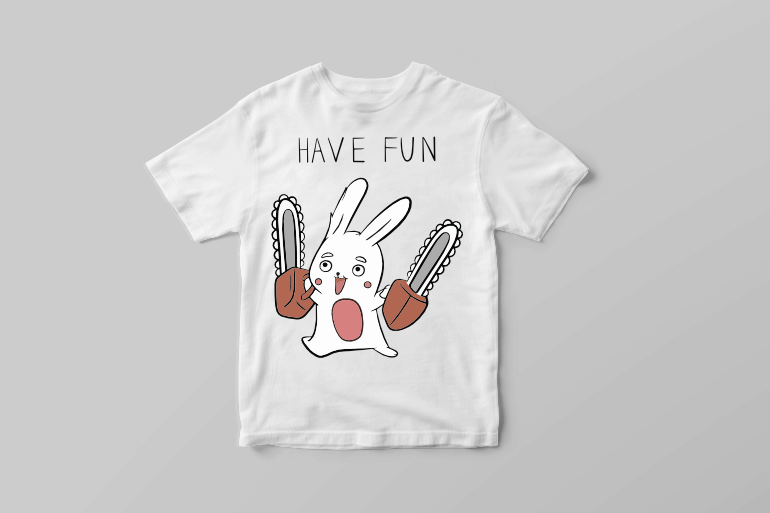 Crazy bunny with a chainsaw funny t shirt design vector t shirt design