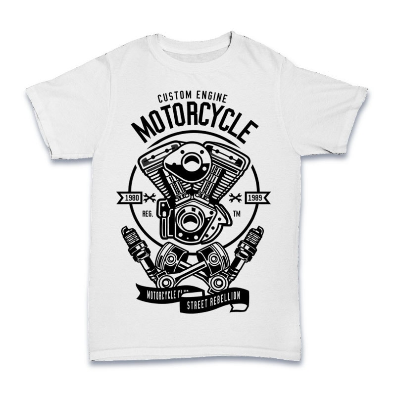 Custom Engine Motorcycle Tshirt Design t shirt design graphic