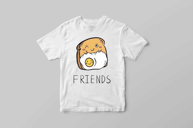 Cute friends toast and egg doodle graphic t shirt design vector t shirt design