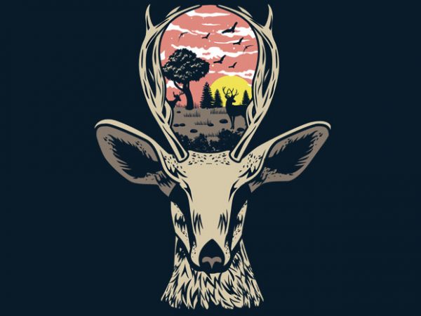 Deer nature tshirt design
