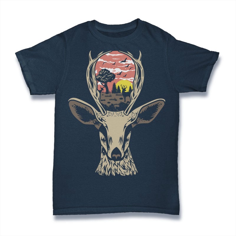 Deer Nature Tshirt Design t-shirt designs for merch by amazon