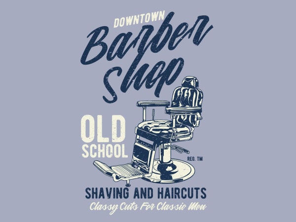 Downtown barbershop vector t-shirt design