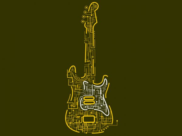 Electric guitar print ready vector t shirt design