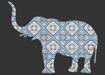 Elephant Blue Ornament Tshirt Design