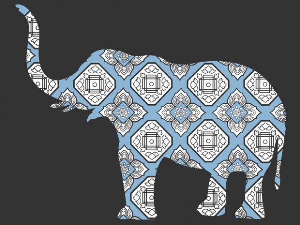 Elephant blue ornament tshirt design