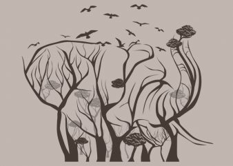 Elephant Tree Tshirt Design