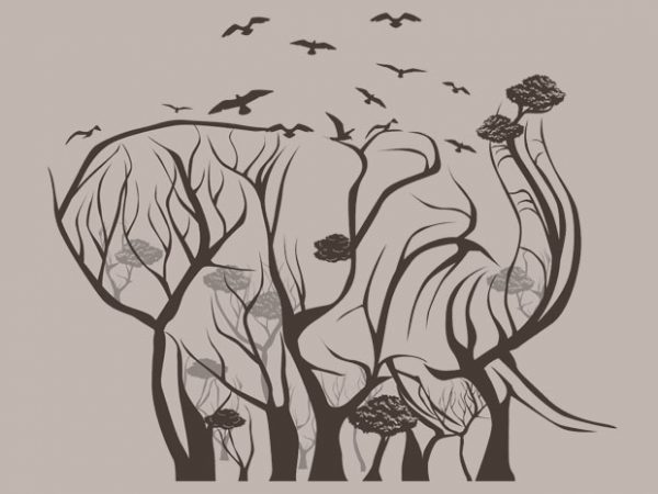 Elephant tree tshirt design