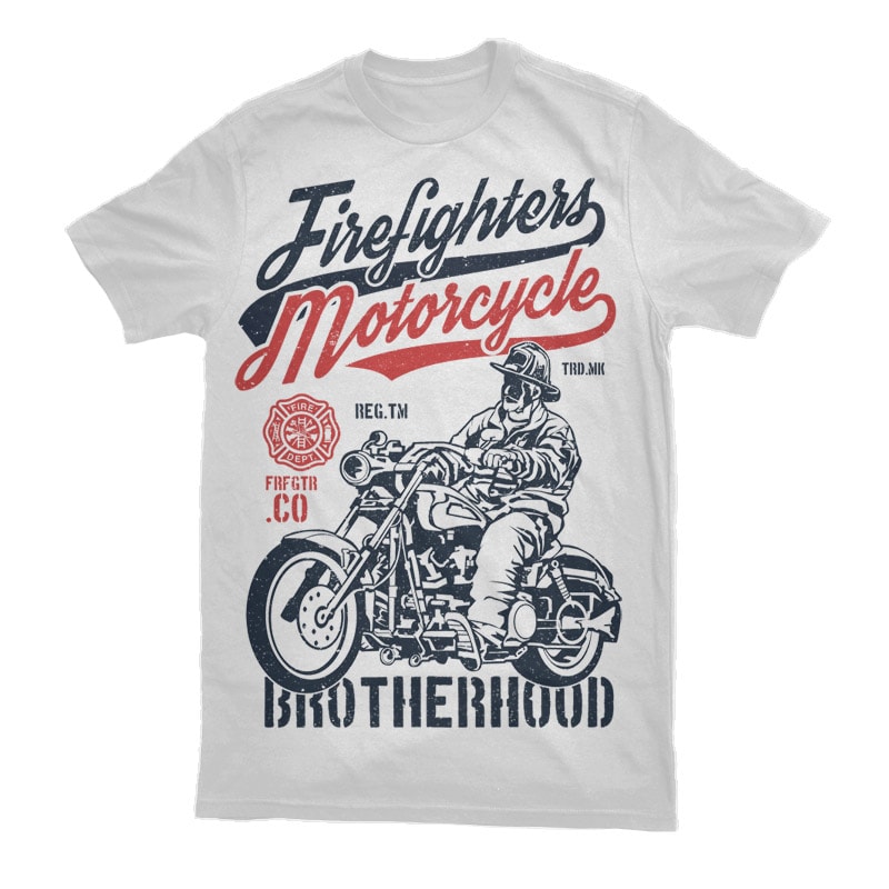 Firefighters Motorcycle Graphic t-shirt design commercial use t shirt designs