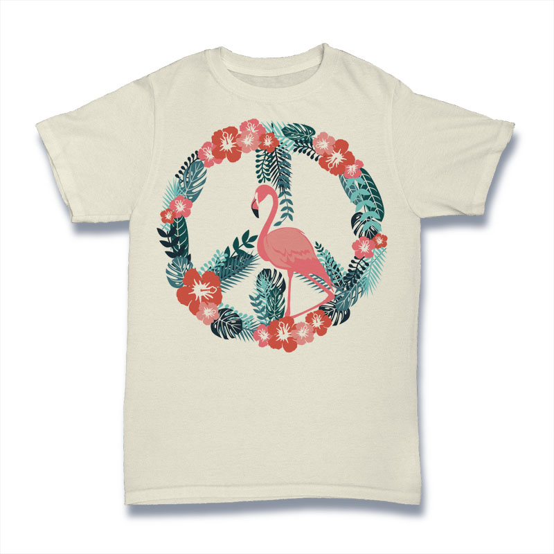 Flamingo Peace Tshirt Design tshirt factory