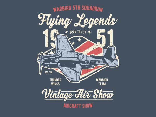 Flying legends graphic t-shirt design