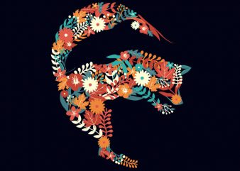 Fox flower dolphin tshirt design