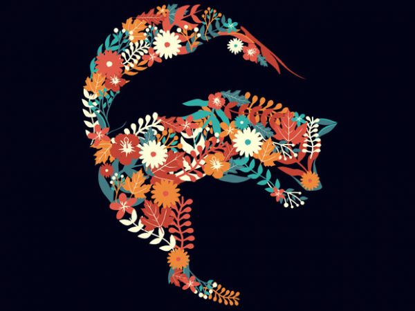 Fox flower dolphin tshirt design