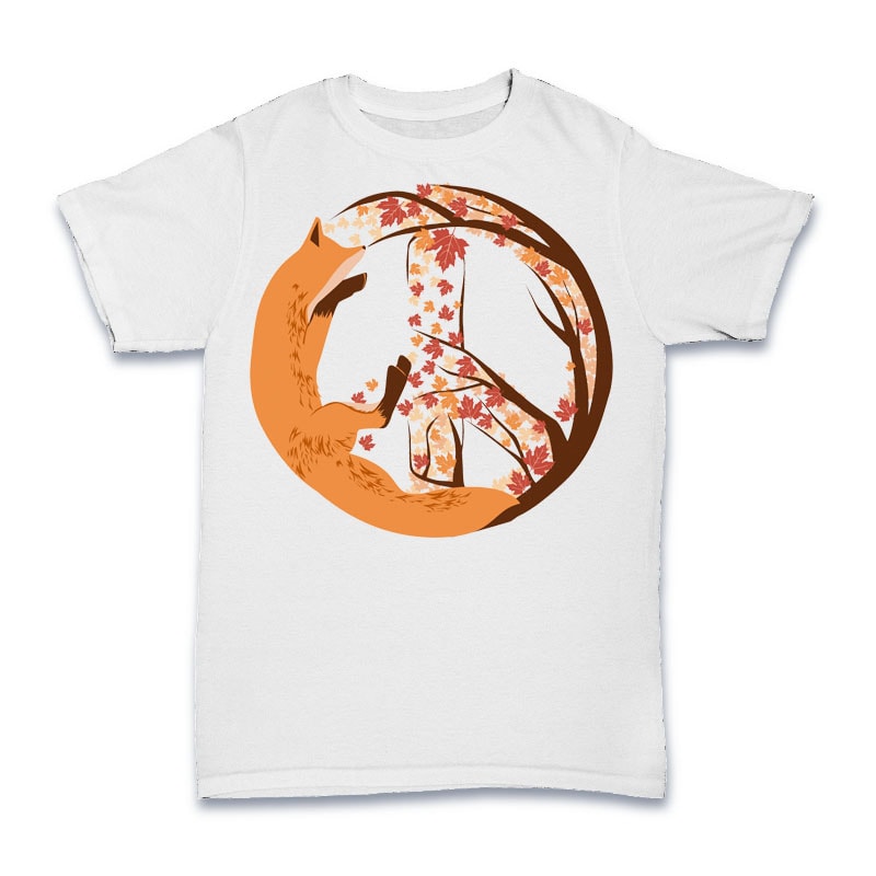 Fox Peace Tshirt Design tshirt designs for merch by amazon
