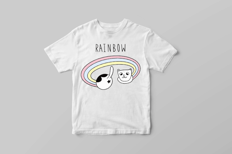 Funny rainbow doodle kitten t shirt graphic design t shirt designs for teespring