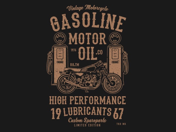 Gasoline motor oil graphic t-shirt design