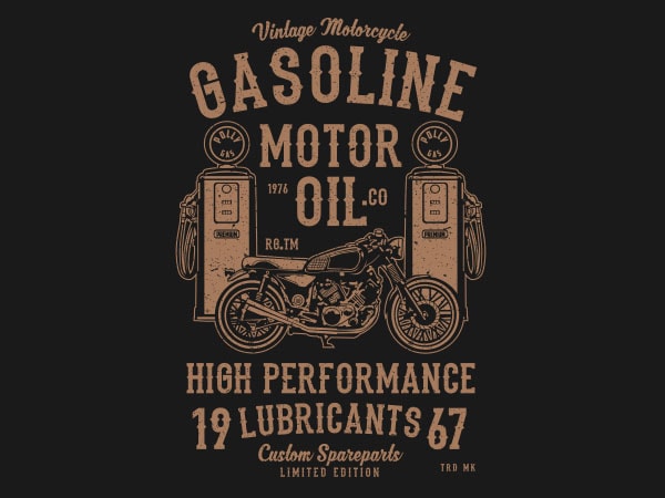 Gasoline motor oil graphic t-shirt design Gasoline motor oil graphic t-shirt design