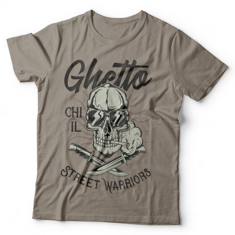 Ghetto Street warriors. Vector T-Shirt Design t shirt designs for merch teespring and printful