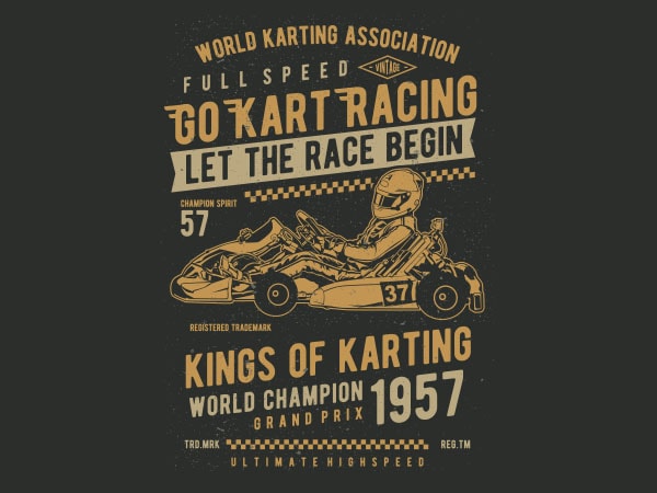 Go kart racing vector t-shirt design