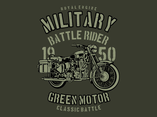Green military ride graphic t-shirt design