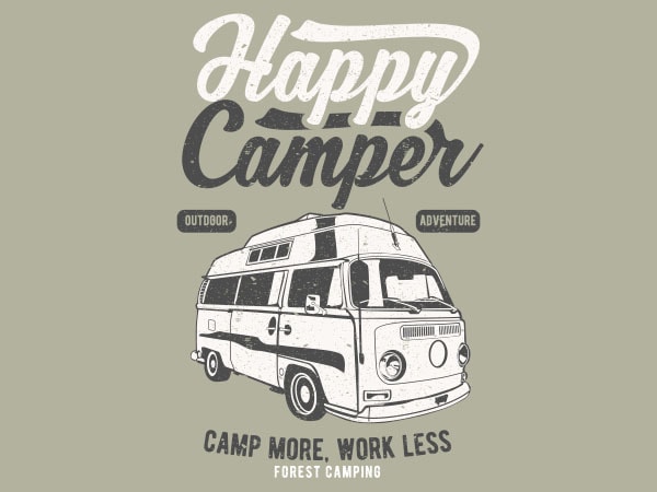 Happy camper graphic t-shirt design