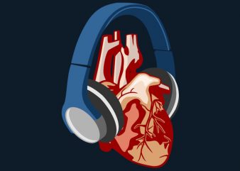 Heart Headphone Tshirt Design