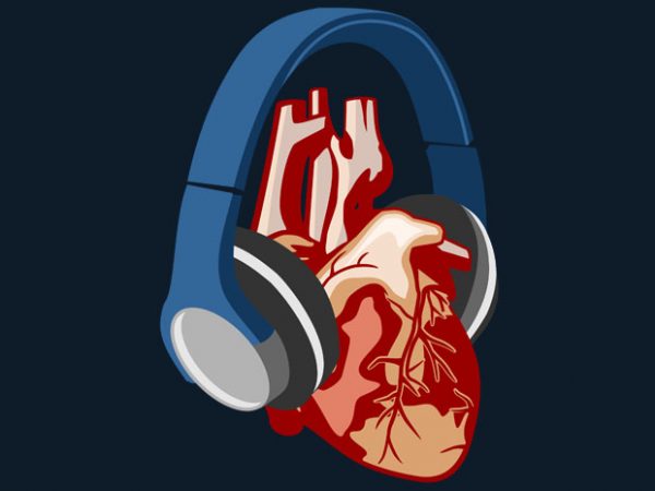 Heart headphone tshirt design