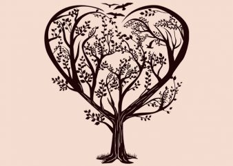 Heart tree tshirt design