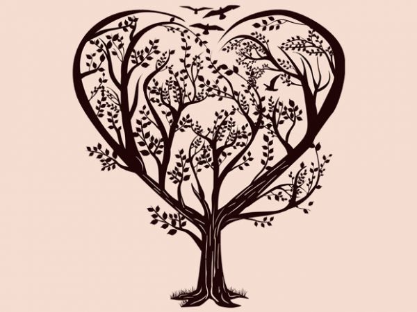 Heart tree tshirt design