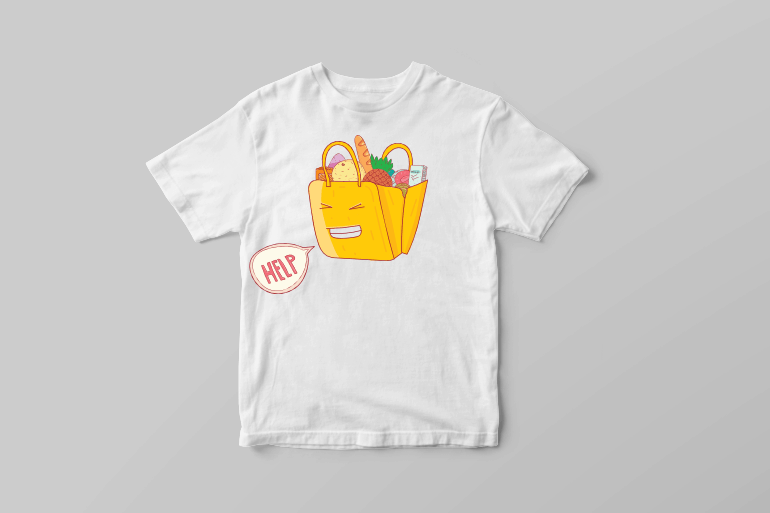 Help funny saying bag with groceries hand drawn t shirt printing design commercial use t shirt designs