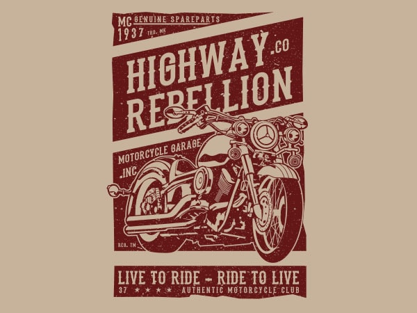 Highway rebellion graphic t-shirt design