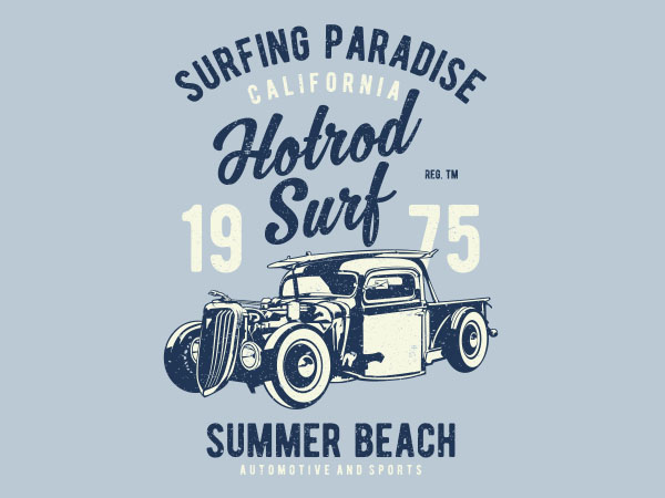Hotrod surf graphic t-shirt design