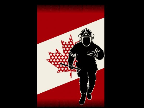 Canadian fireman flag buy t shirt design artwork