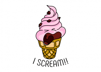 I scream funny ice cream pun t shirt printing design