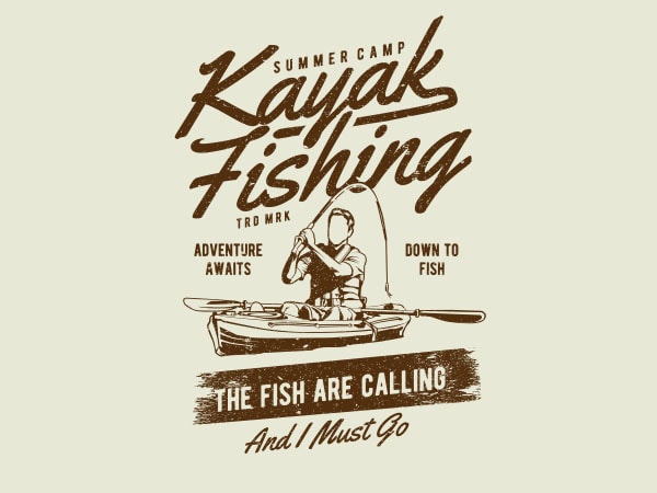 Kayak fishing graphic t-shirt design