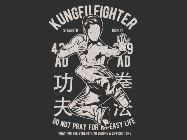 Kungfu fighter graphic t-shirt design