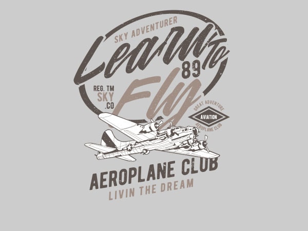 Learn to fly vector t-shirt design