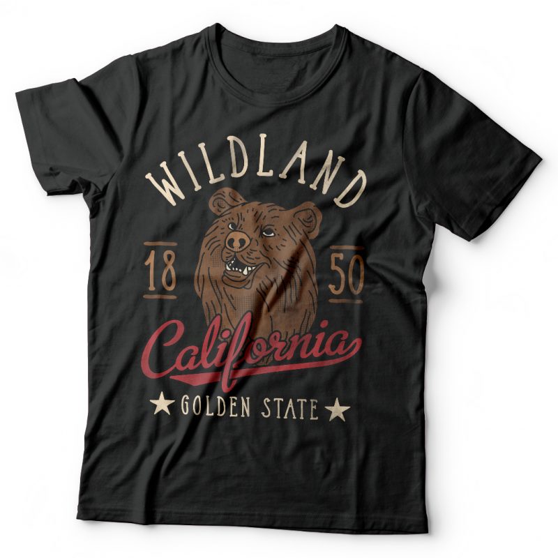 California wildland. Vector T-Shirt Design t shirt designs for merch teespring and printful
