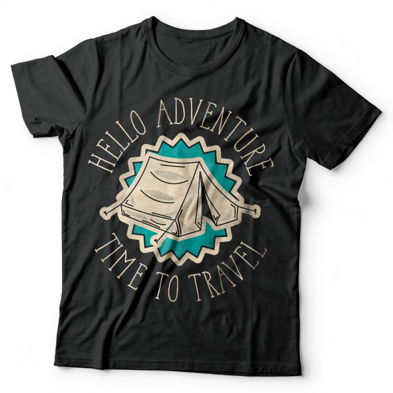 Hello adventure. Vector T-Shirt Design t shirt designs for merch teespring and printful