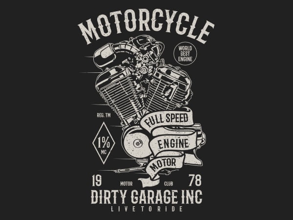 Motorcycle Full Speed Engine Vector t-shirt design - Buy t-shirt designs