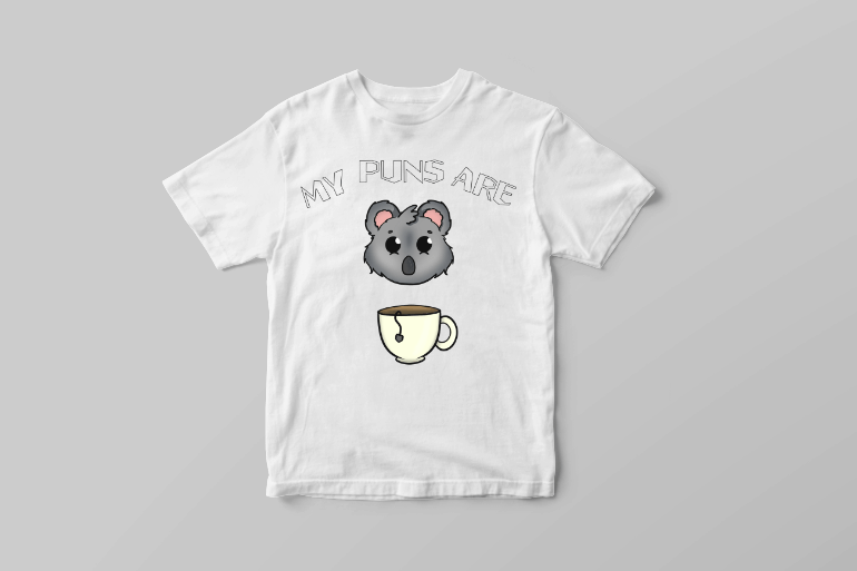 My puns are koala tea hand drawn t shirt printing design t-shirt designs for merch by amazon