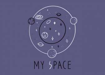 My space universe vector with planets t shirt graphic design